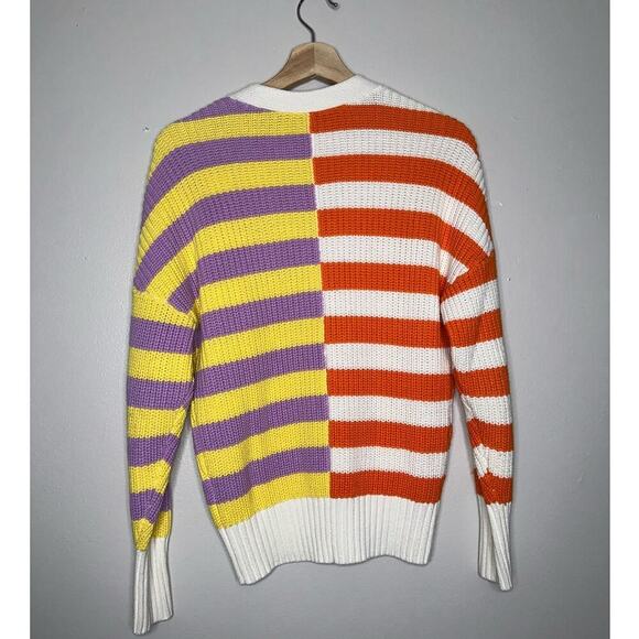 Staud Essex Colorblock Striped Cardigan Cabana Stripe Size XS Button Up - Picture 10 of 11